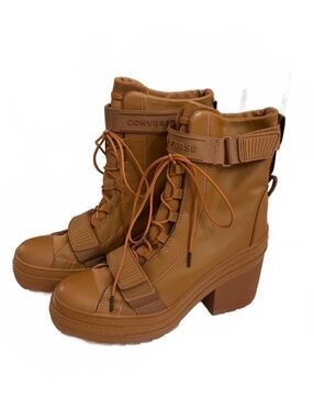 Converse Women's Brown Platform Lace-Up Ankle Boots Size 9